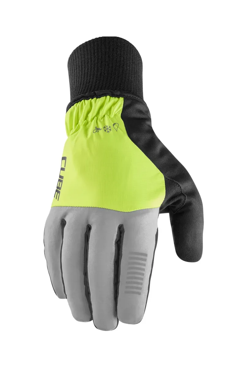 Cube Long Finger Natural Fit Winter Gloves in Yellow