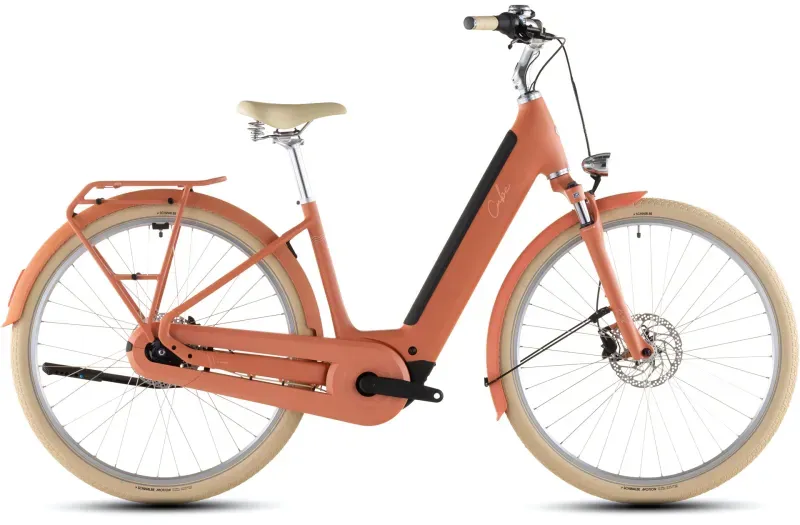 Cube Aruba Hybrid 600 eMountain Bike in Papaya/Creme