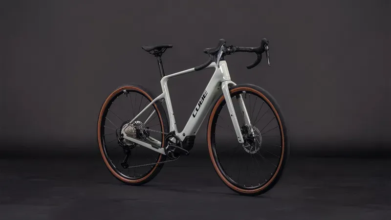 Cube Nuroad Hybrid C:62 Race 400x E-Road Bike in Reed Beige/Black-1