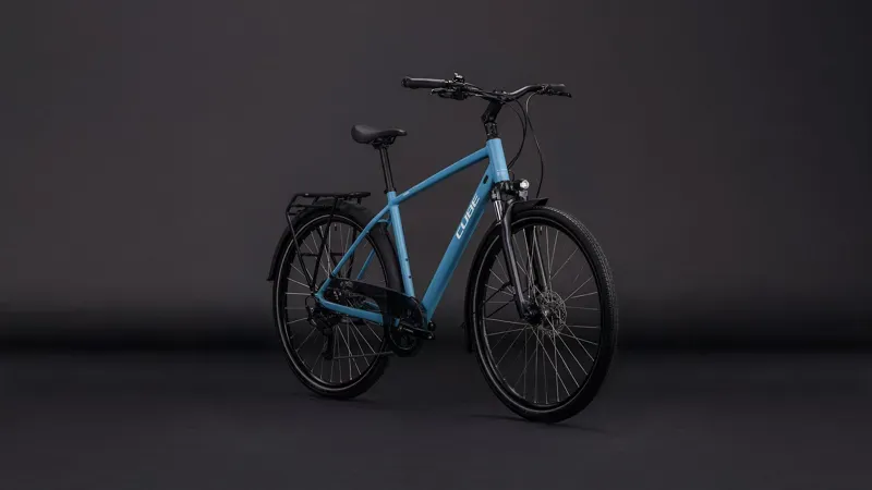 Cube Touring One Hybrid Bike in Blue Bird/Grey-1