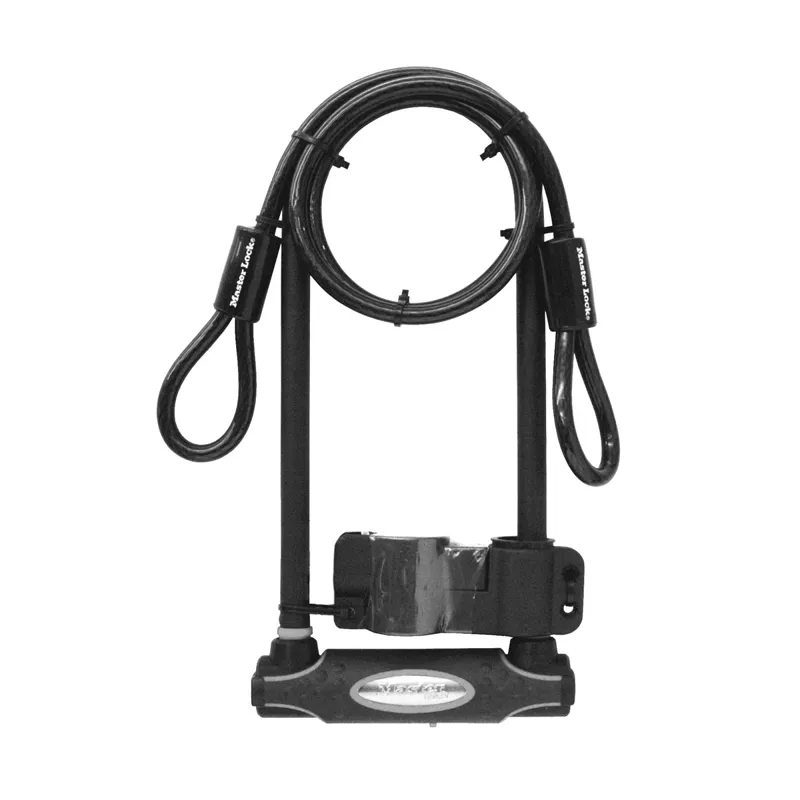 Masterlock 13mm 280x110mm D-Lock w/Cable and Bracket in Black