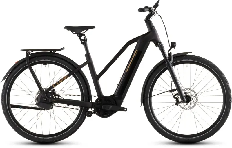 Cube Kathmandu Hybrid Comfort SLX 800 eHybrid Bike in Solareclipse/Gold-1